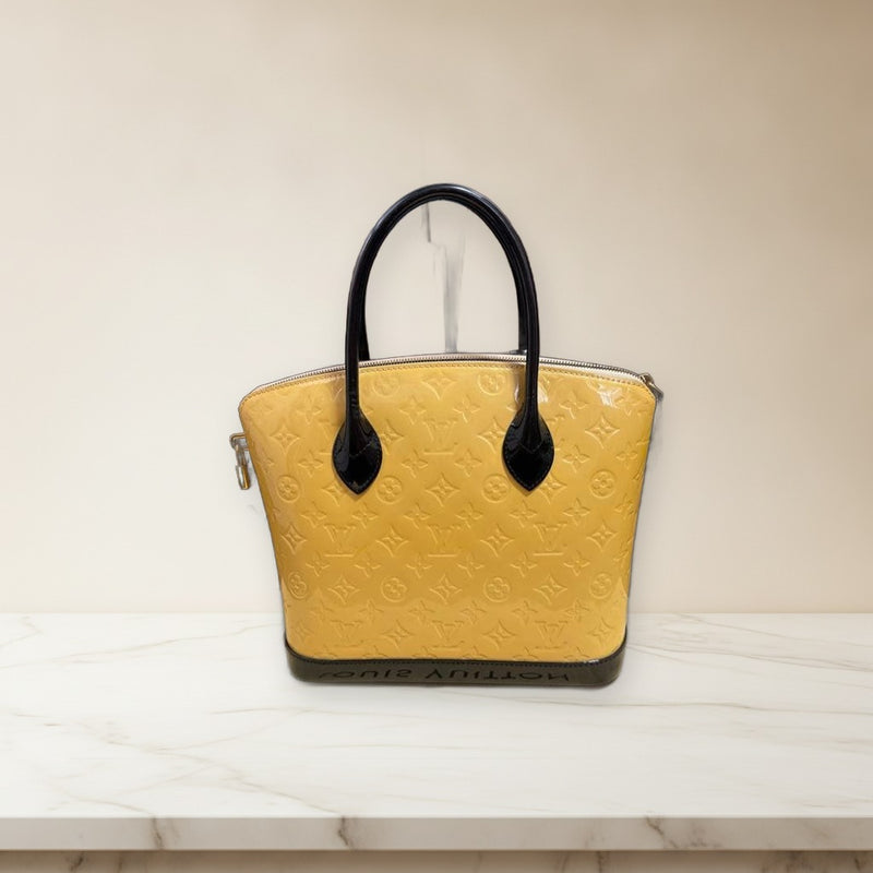 Louis Vuitton Handbag Enamel Leather Yellow Black