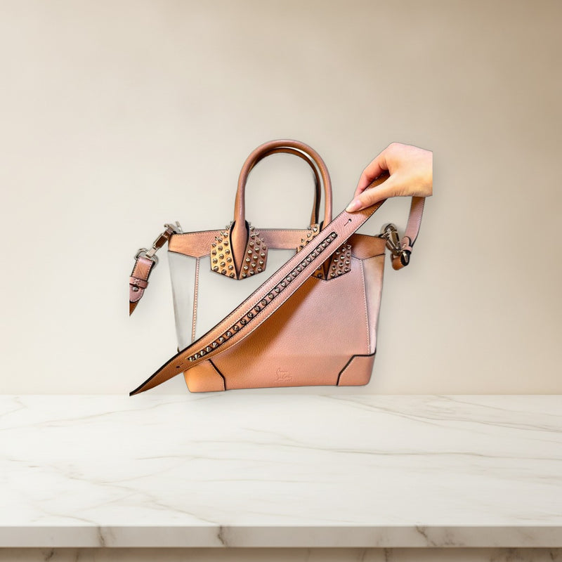 Christian Louboutin Eloise Small 2-Way Handbag Shoulder Bag Leather Beige