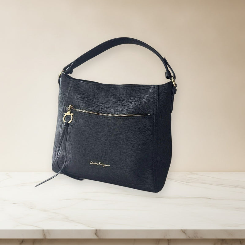 Salvatore Ferragamo Handbag Shoulder Bag Black Leather