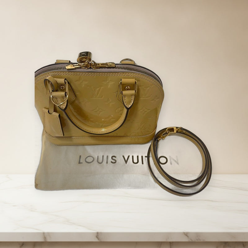 Louis Vuitton Alma Bb Handbag Crossbody Shoulder Bag Pink Beige