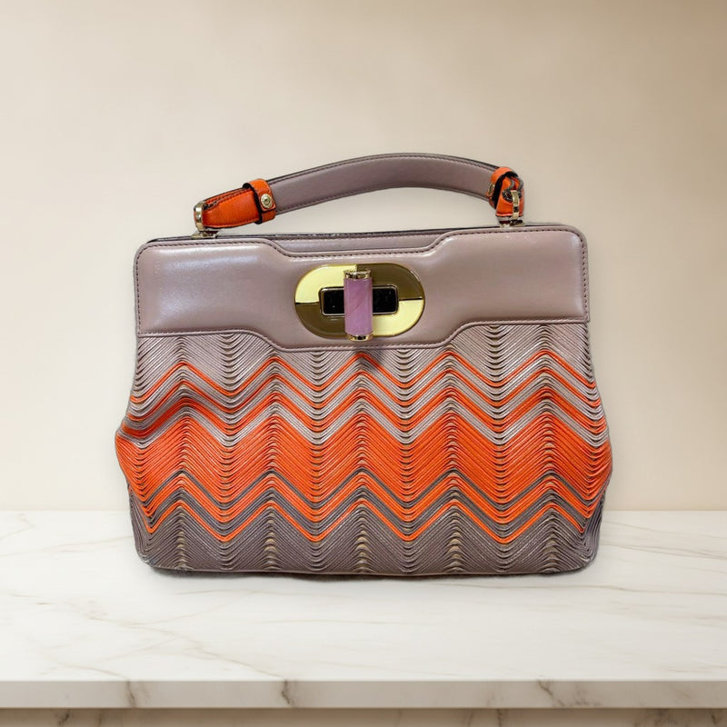 Bvlgari Isabella Rossellini Shoulder Bag Leather Pink Quartz Clasp