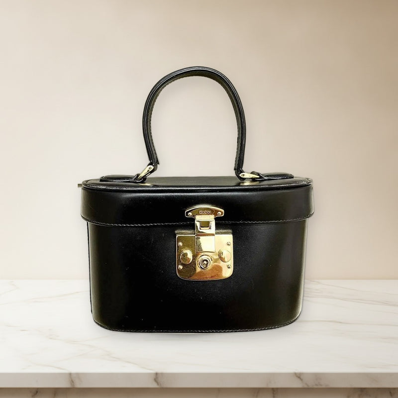 Gucci Handbag Tote Black Leather Red Interior