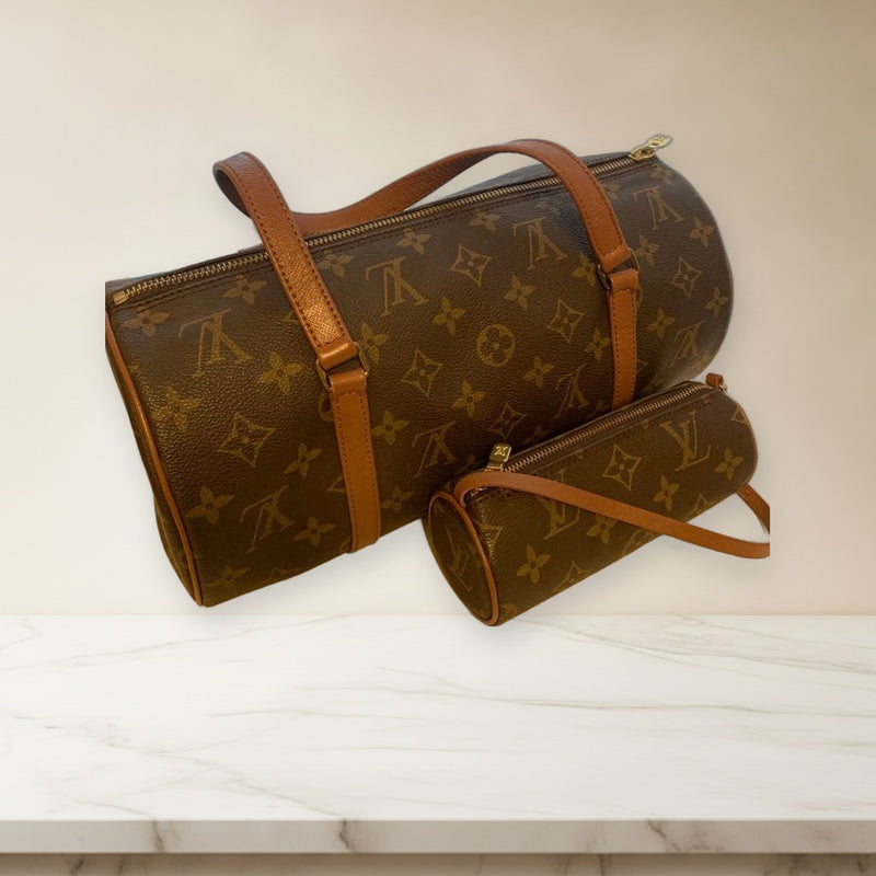 Louis Vuitton Monogram Papillon 30 Handbag Set Brown Gold Hardware