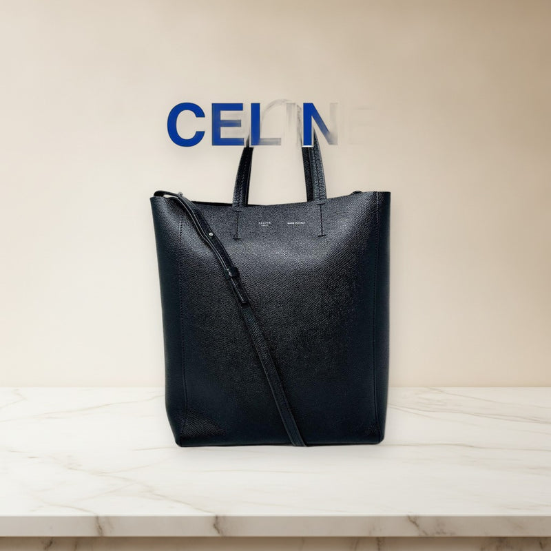 Celine Vertical Cabas Small F-CU-1176 Handbag Shoulder Bag Leather Black