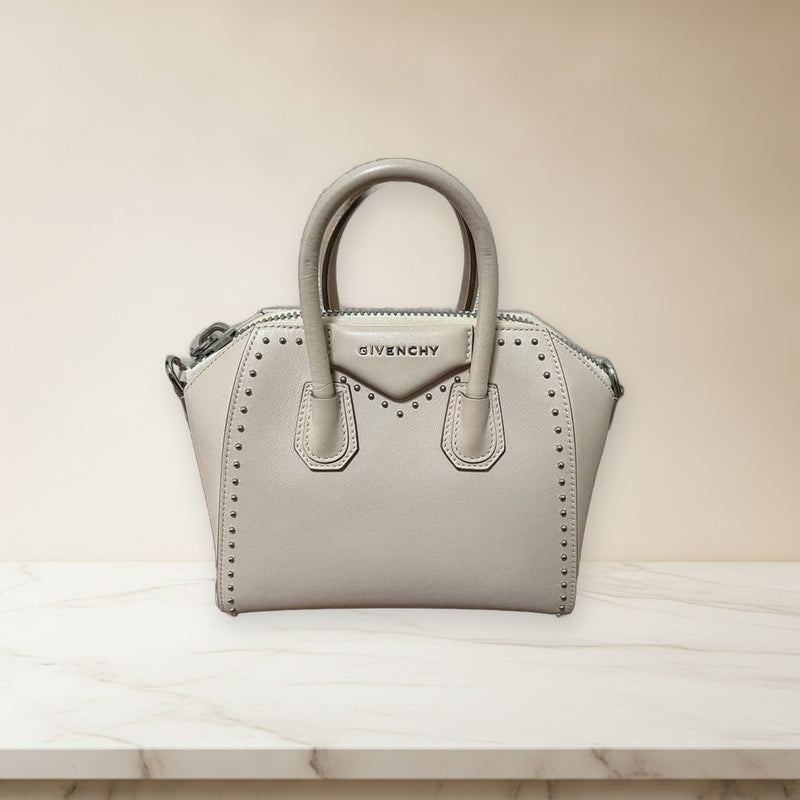 Givenchy Antigona Handbag Shoulder Bag Pink Beige Leather Stud Embellishments