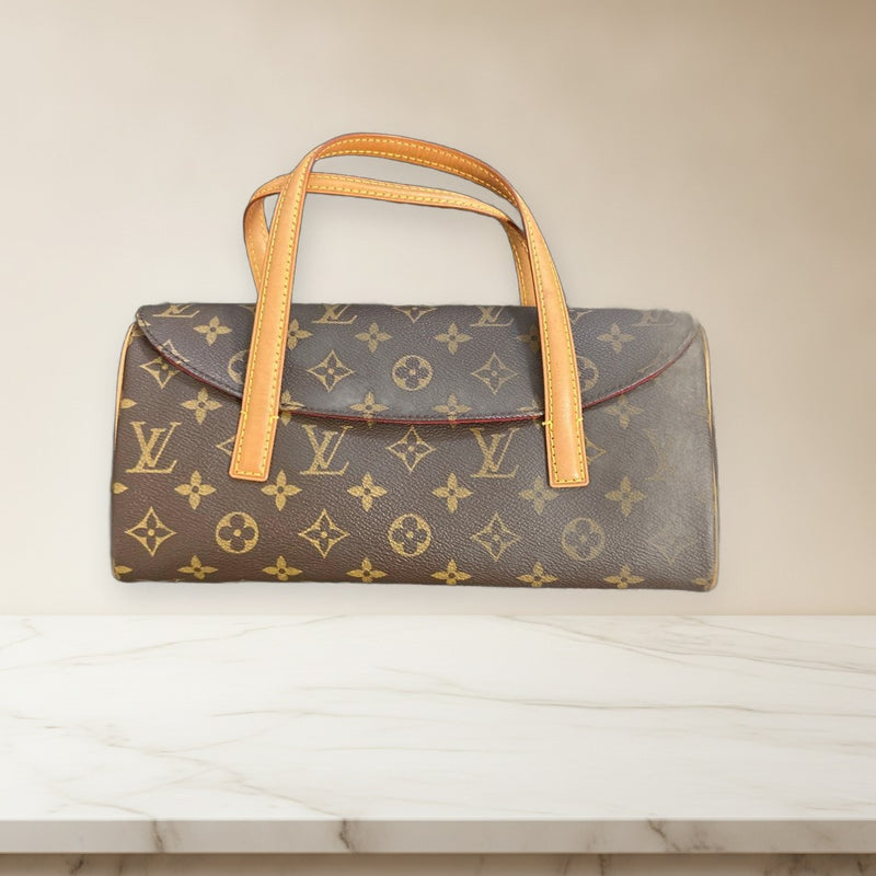 Louis Vuitton Monogram Sonatine Handbag Leather Brown Handle
