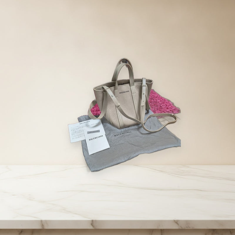 Balenciaga Everyday Small 2-Way Handbag Shoulder Bag Leather Beige