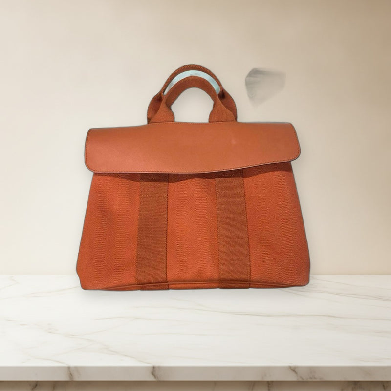 Hermes Valparaiso Pm Handbag Canvas Leather Orange