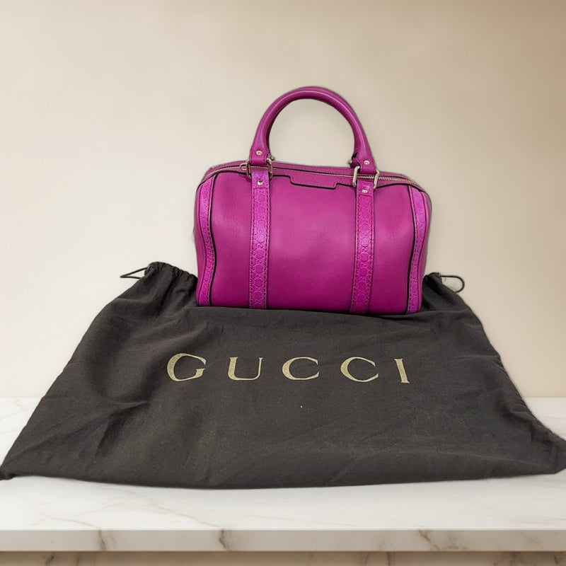 Gucci Sherry Line Handbag Shoulder Bag Leather Rose Red