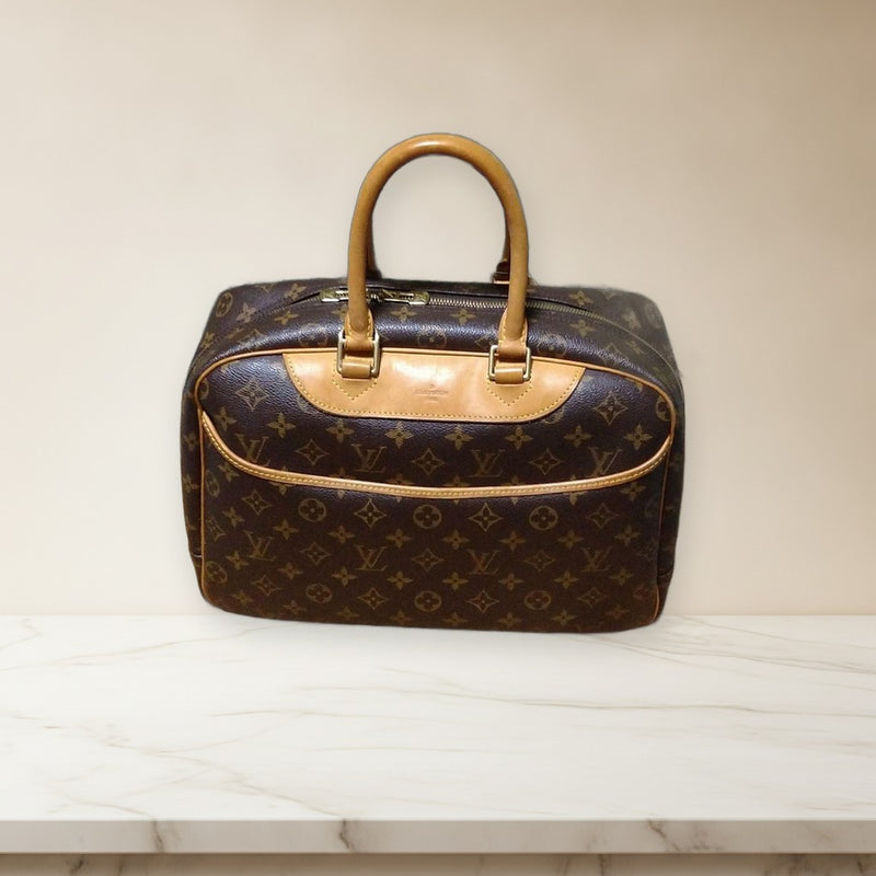 Louis Vuitton Deauville Monogram Handbag Brown Leather