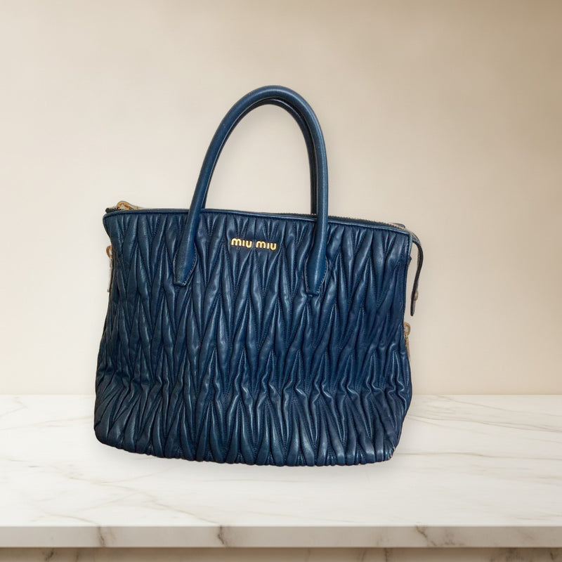 Miumiu Handbag Shoulder Bag Leather Blue