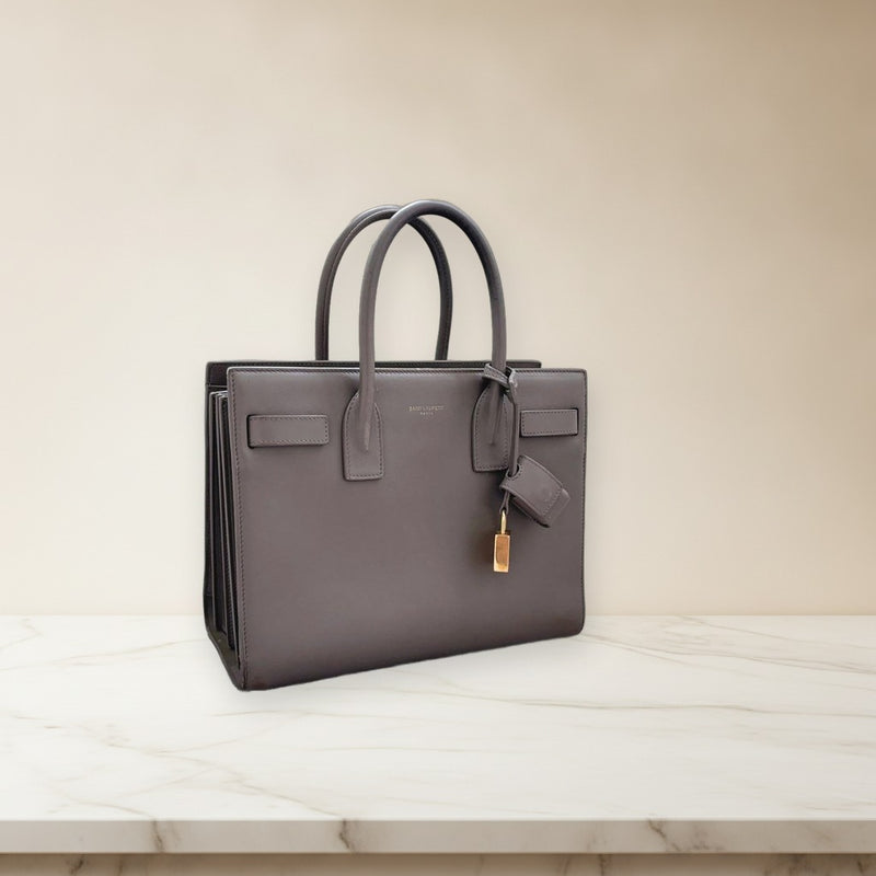 Saint Laurent Baby Sac De Jour Handbag Shoulder Bag Leather Gray
