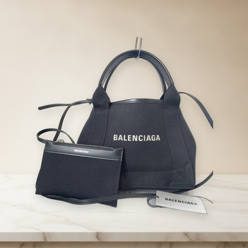 Balenciaga Cabas Small Cabas 390346 Tote Bag Canvas Calf Leather Black