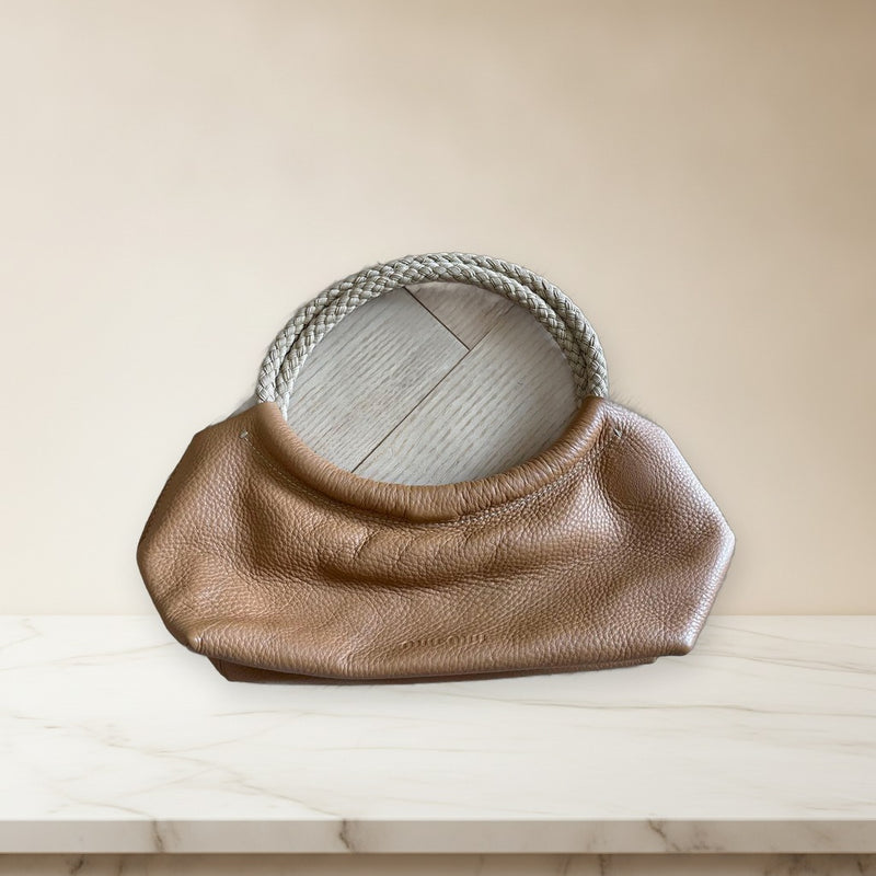 Miu Miu Handbag Leather Braided Handles Cushioned Design Tote Shoulder Bag
