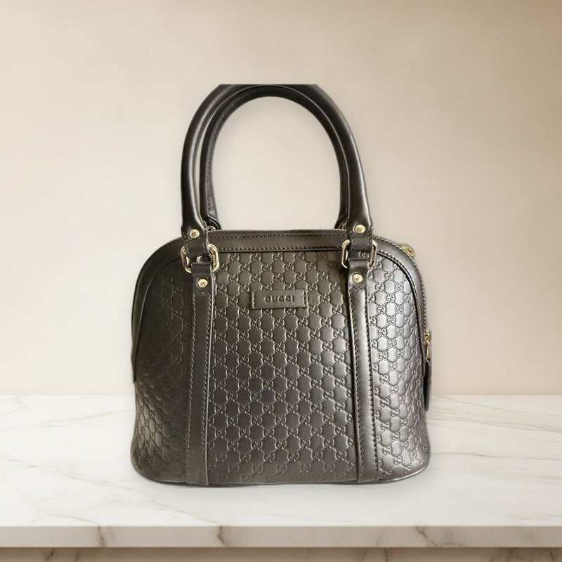 Gucci Handbag Shoulder Bag Leather Black Tote Bag