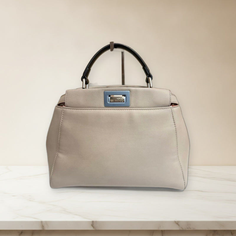 Fendi Peekaboo Mini Handbag Leather Ivory