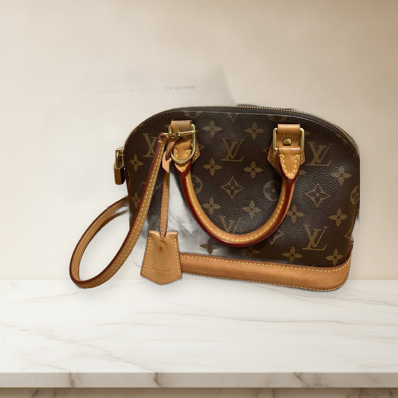 Louis Vuitton Monogram Handbag Canvas Leather Gold Hardware