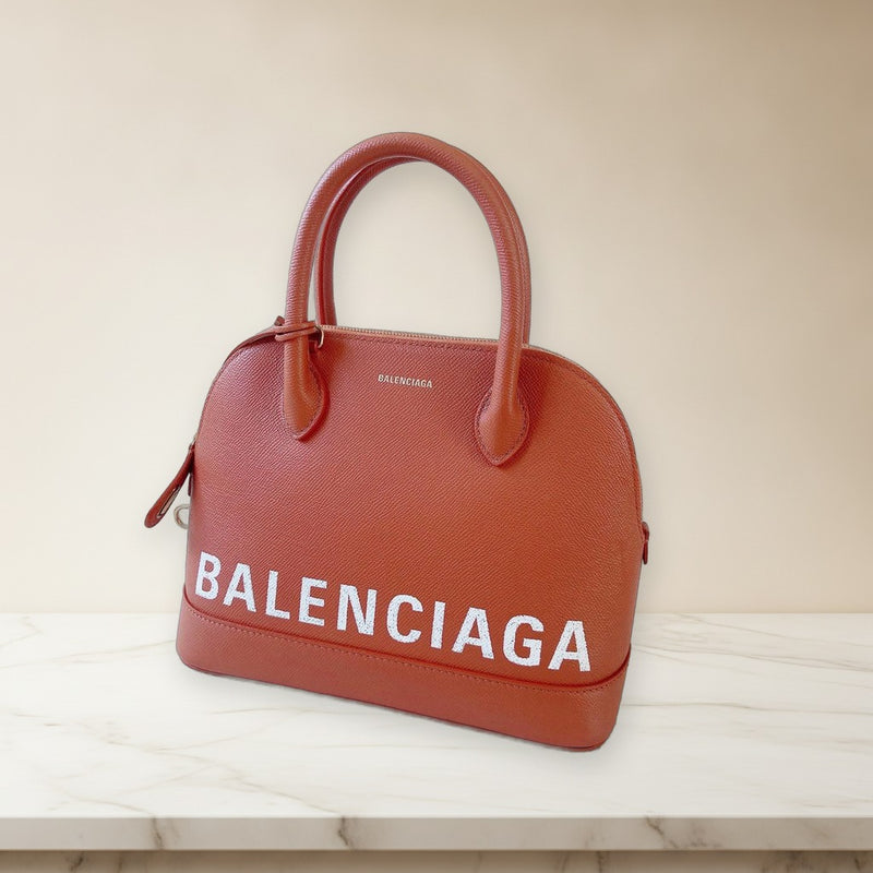 Balenciaga Ville Top S Handbag Leather Calf Leather Terracotta