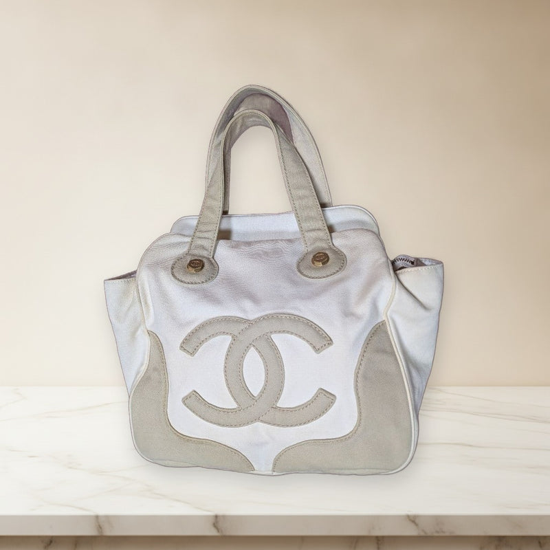 Chanel Coco Mark Marshmallow Handbag Shoulder Tote Bag Leather