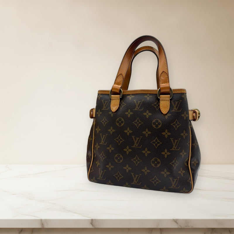 Louis Vuitton Batignolles Handbag Monogram Canvas Leather Shoulder Bag