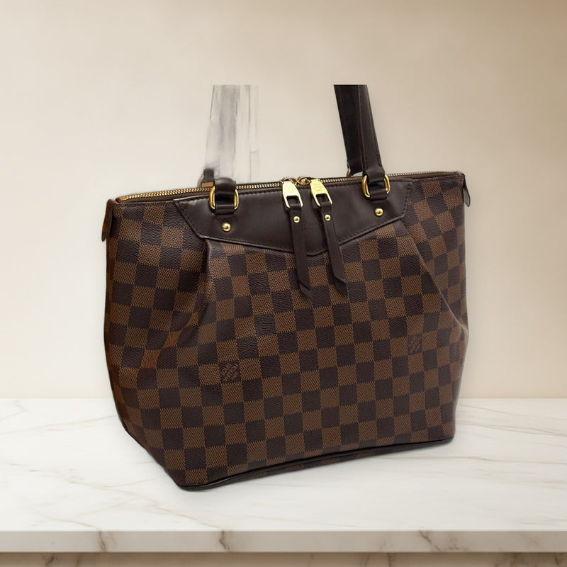 Louis Vuitton Damier Ebene Westminster Pm N41102 Handbag Tote Brown Leather