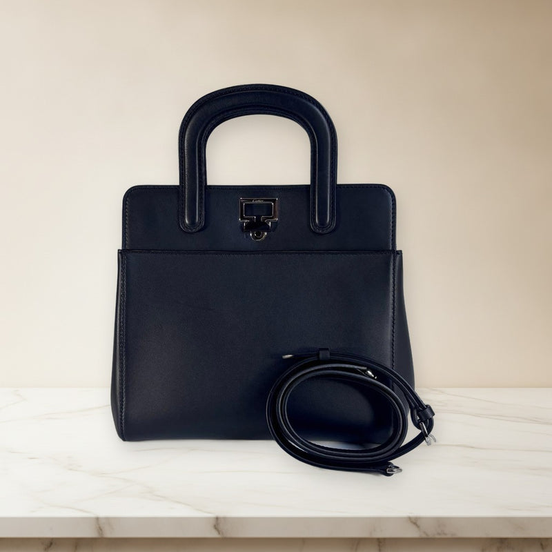 Cartier Jeanne Toussaint 2way Handbag Shoulder Bag Leather Black