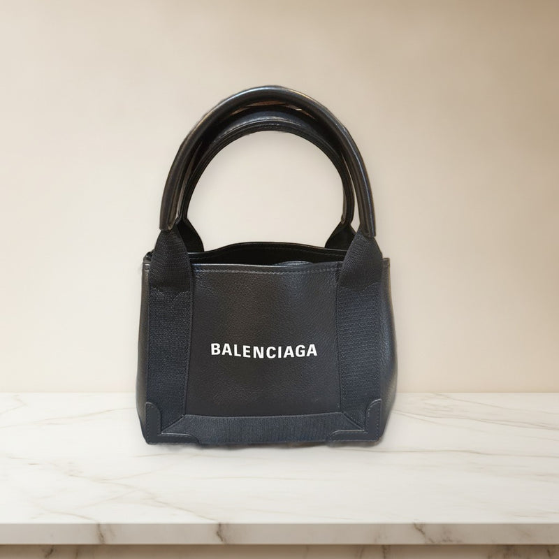 Balenciaga Cabas Xs Tote Handbag Black Leather