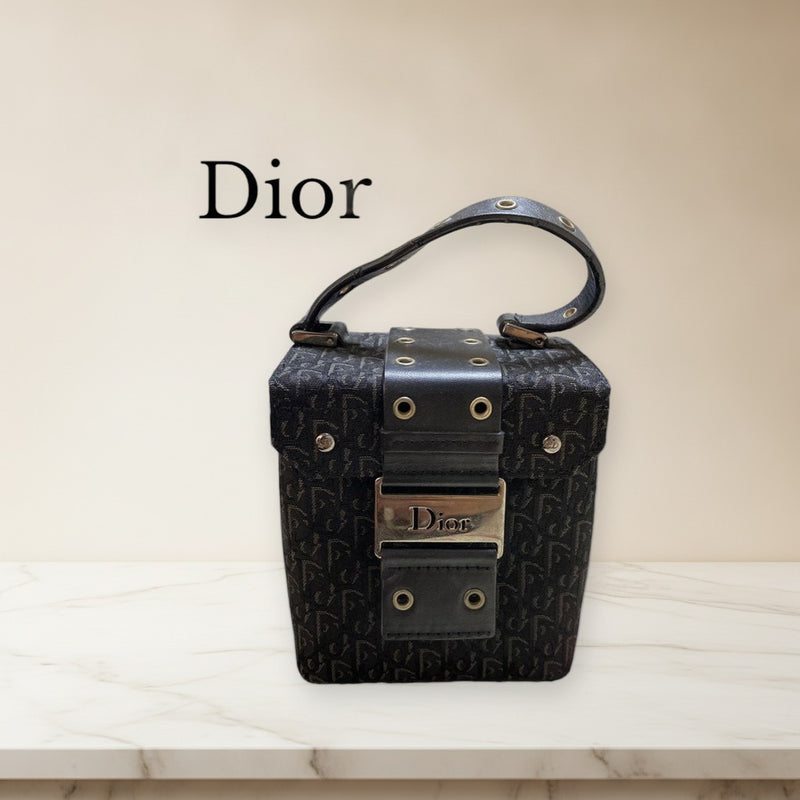 Christian Dior Trotter Vanity Bag Canvas Leather Handbag