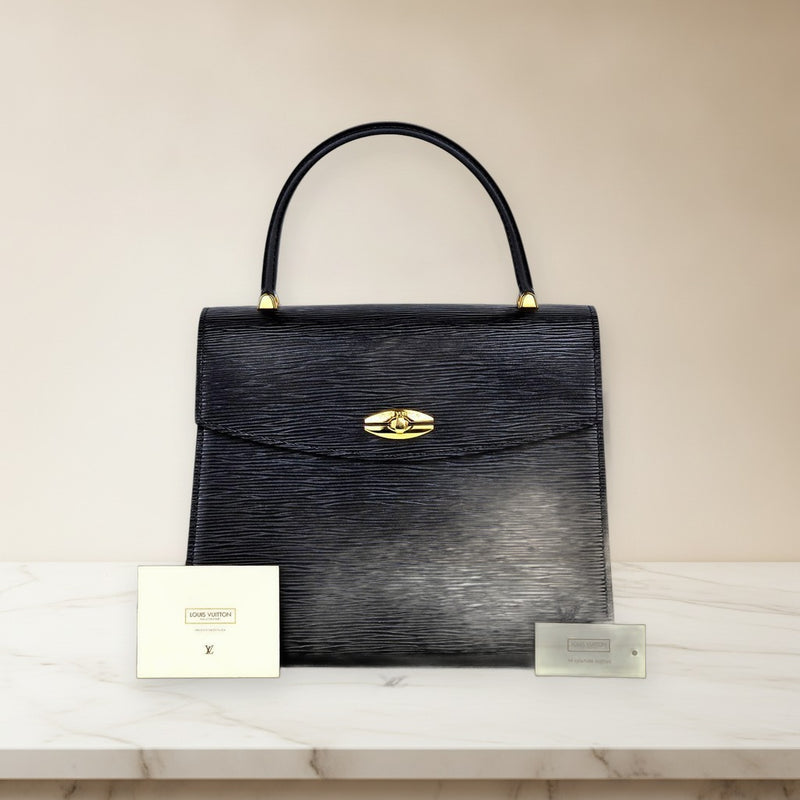 Louis Vuitton Epi Malesherbes M52372 Handbag Leather Noir Black