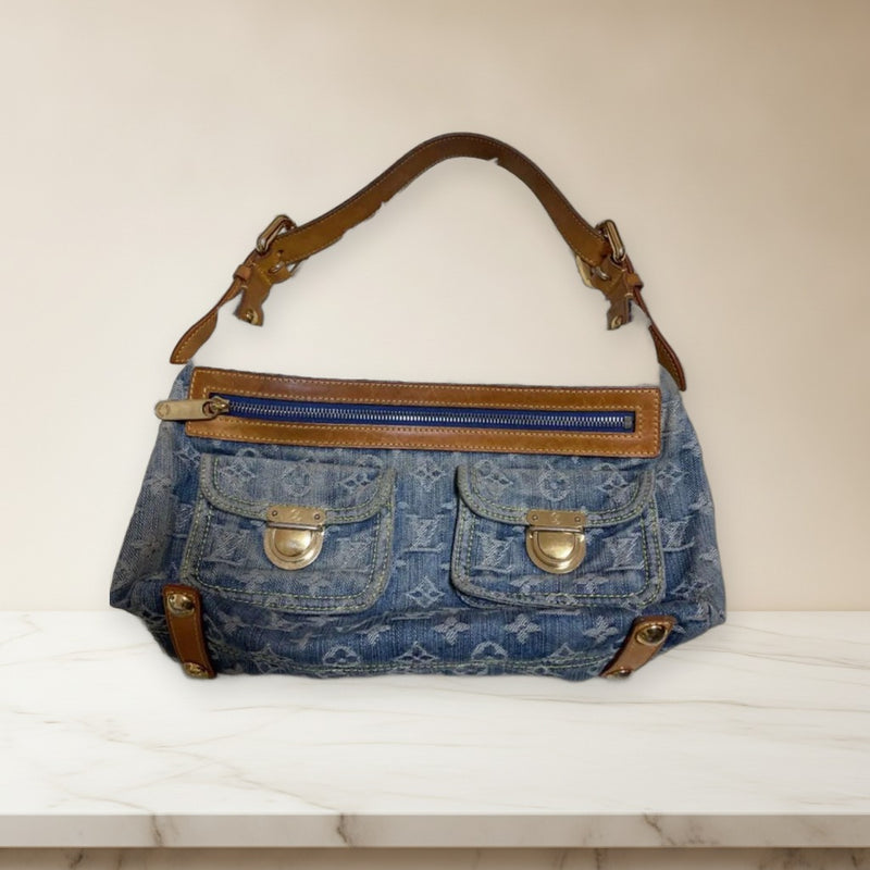 Louis Vuitton Monogram Denim Baggy Pm Crossbody Shoulder Bag Leather
