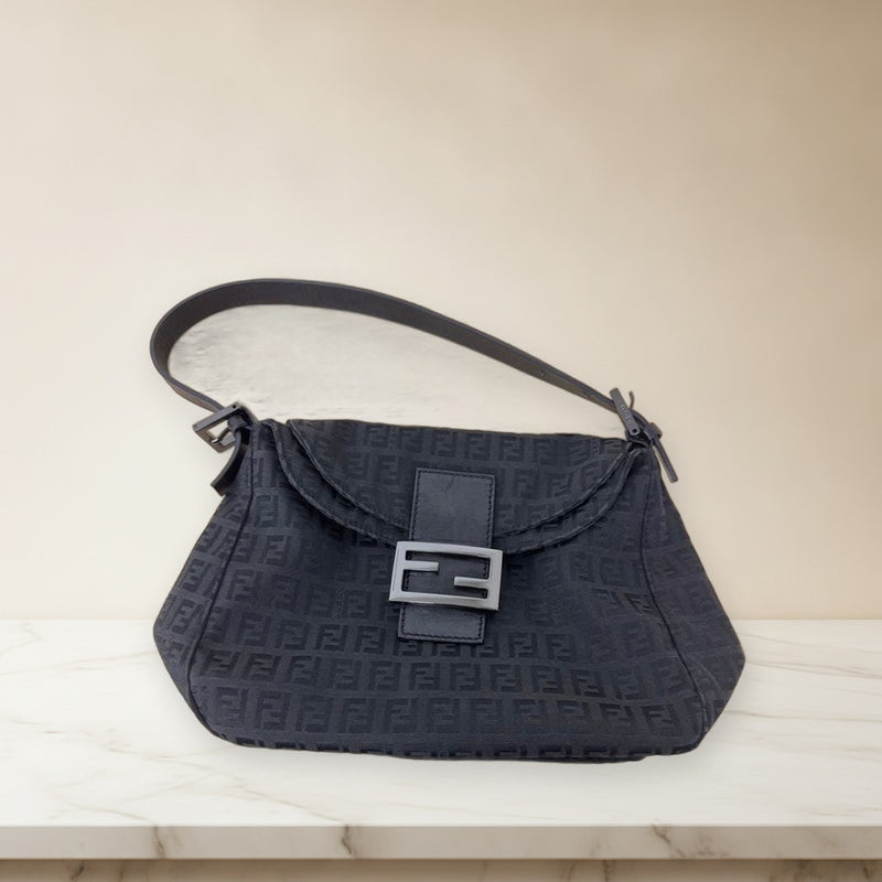 Fendi Mamma Bucket Zucchino Handbag Black