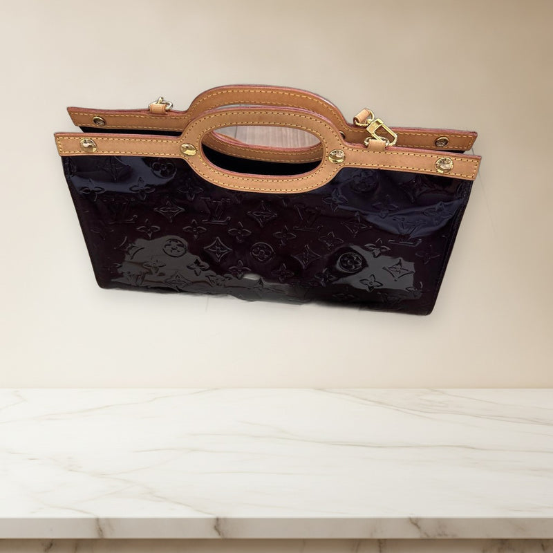 Louis Vuitton Amarante Handbag Tote Bag Patent Leather Dark Brown