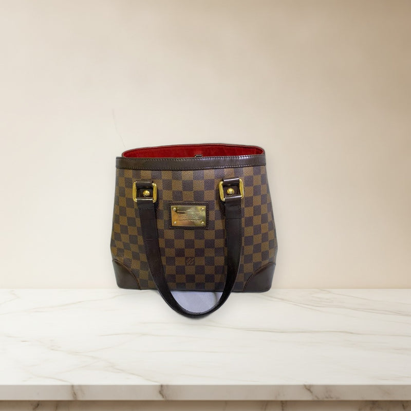 Louis Vuitton Hampstead Pm Tote Bag Damier Canvas Brown Handbag Shoulder