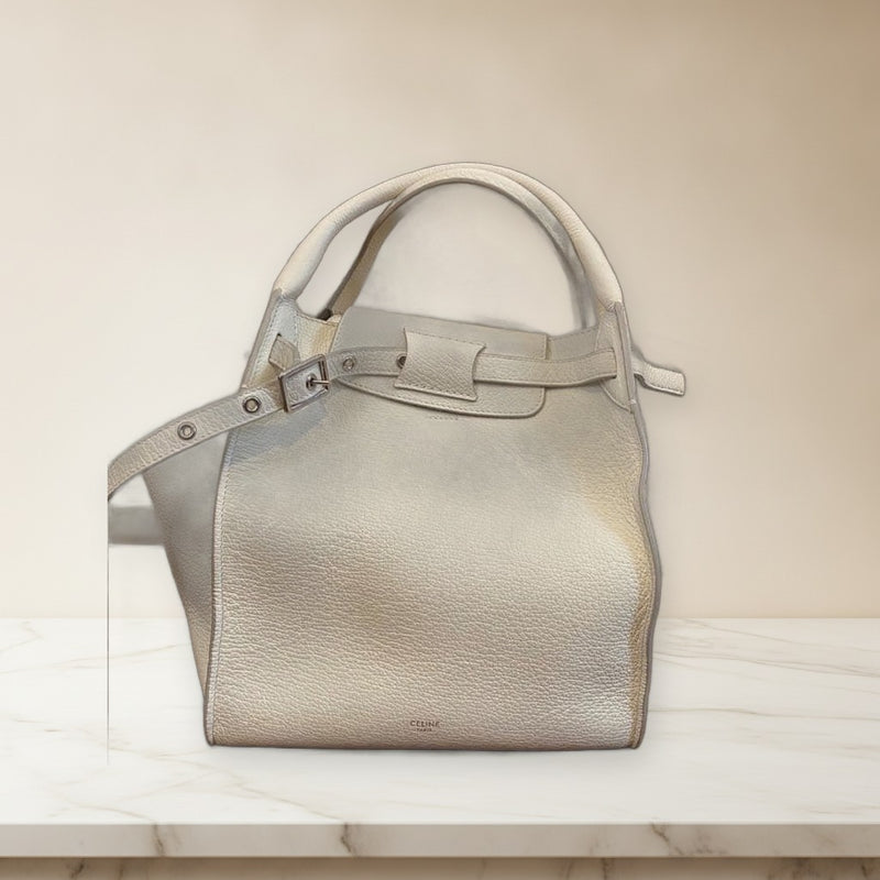 Celine Big Bag Handbag Grained Calfskin White Tote Shoulder Bag