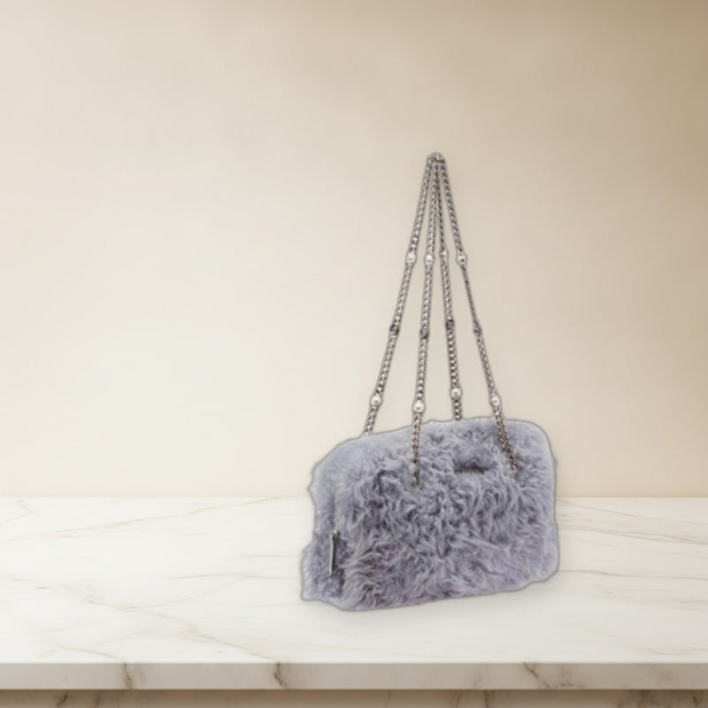 Miu Miu Shoulder Bag Fur Gray Chain Strap