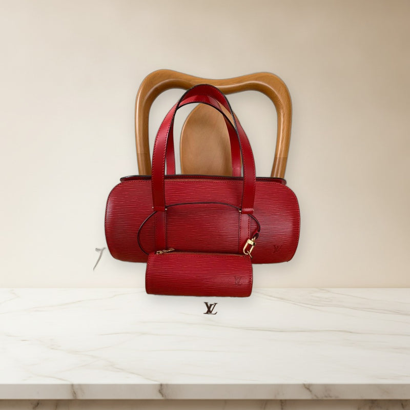 Louis Vuitton Epi Soufflot Handbag Red Leather