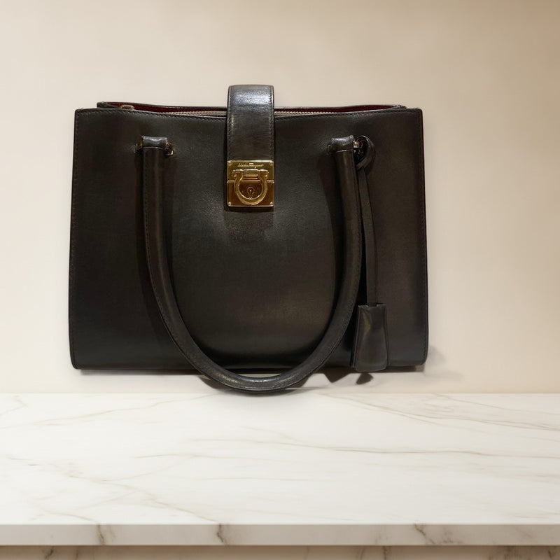 Salvatore Ferragamo Handbag Leather Gray
