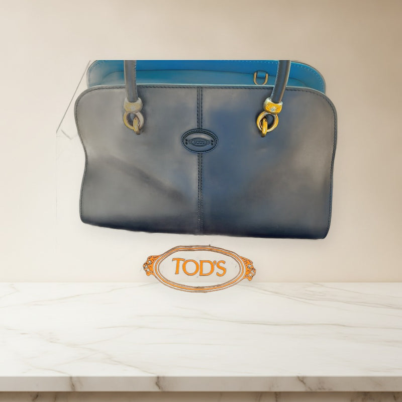 Handbag Shoulder Bag Tote Navy Leather