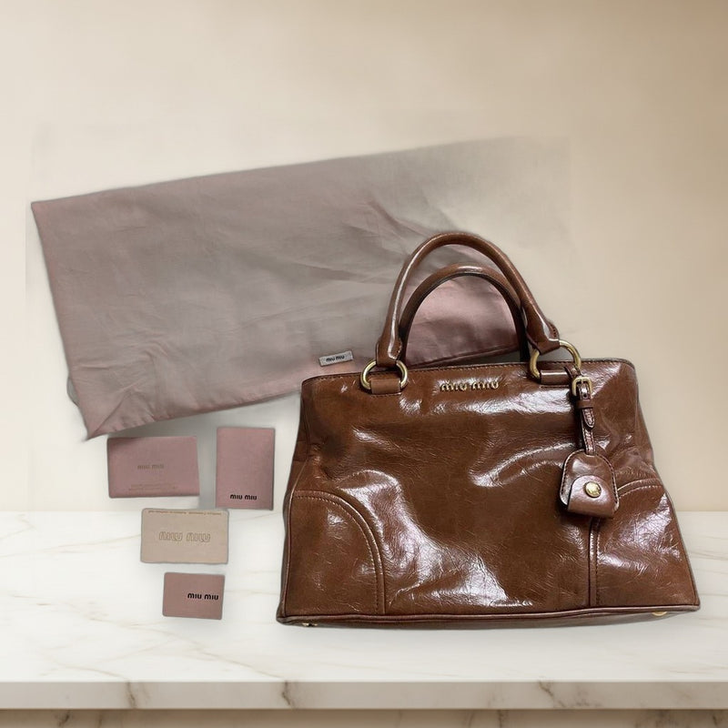 Miu Miu Handbag Shoulder Bag Brown Leather