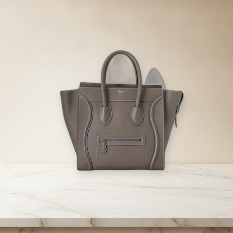 Celine Luggage Phantom Tote Bag Greige Leather Handbag