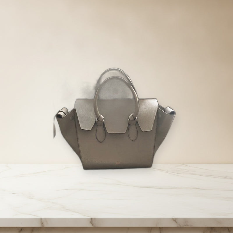Celine Luggage Micro Handbag Greige Leather