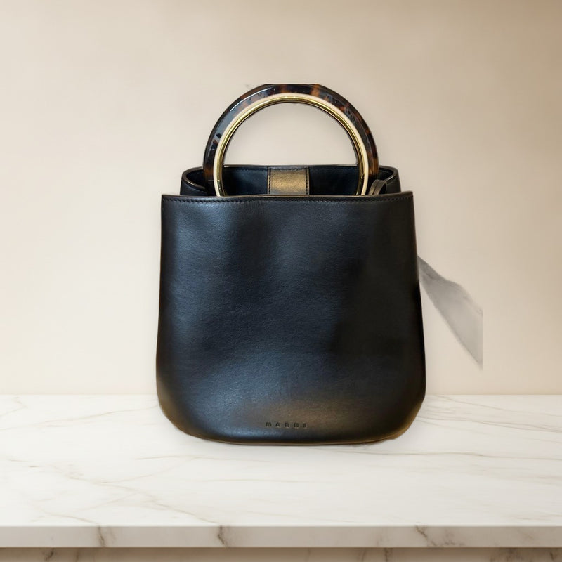 Marni Panier Bag Handbag Leather Woven Tote Shoulder