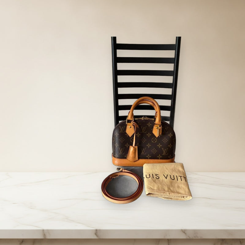 Louis Vuitton Monogram Alma Bb M53152 Handbag Brown Gold Hardware