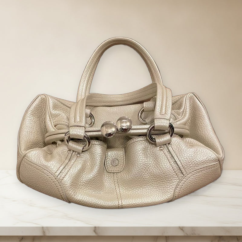 Celine Handbag Shoulder Bag Leather Tote Silver Hardware