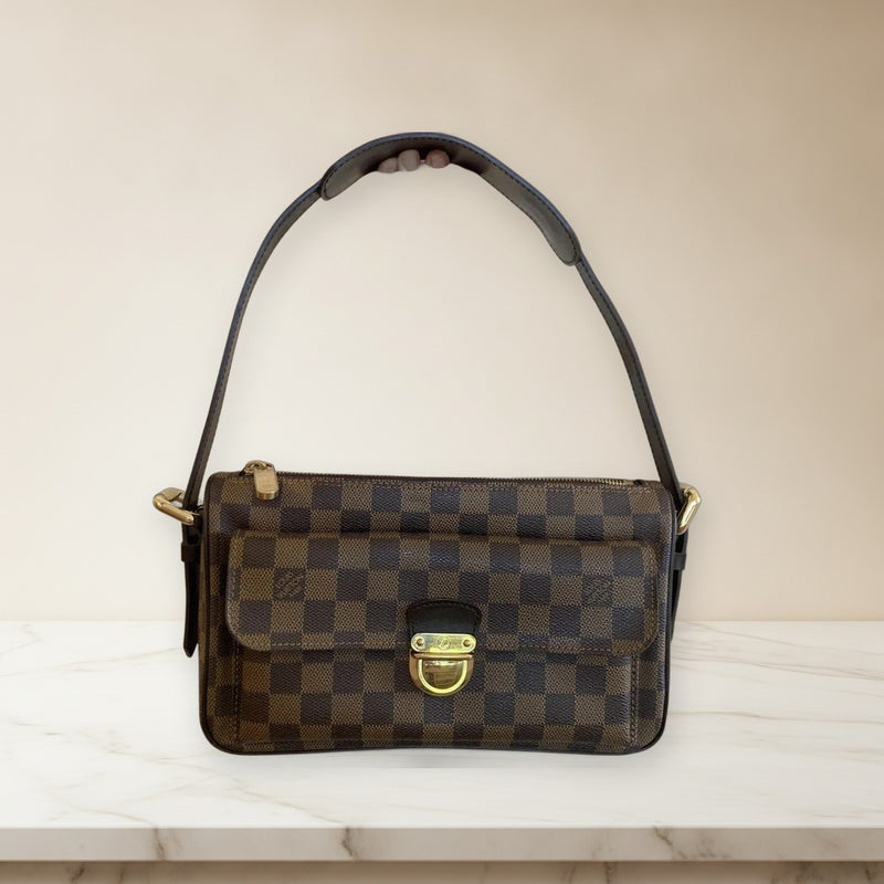 Louis Vuitton Damier Shoulder Bag Leather Gold Hardware