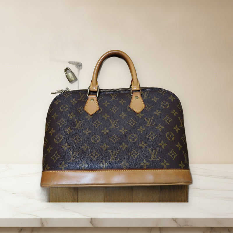 Louis Vuitton Alma M51130 Handbag Monogram Canvas Brown Gold Hardware