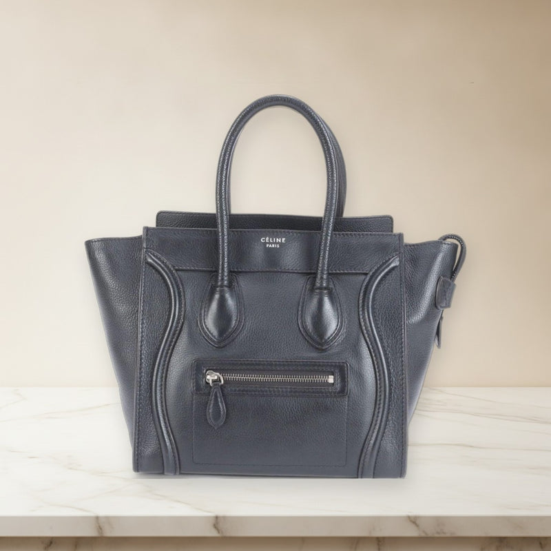 Celine Luggage Mini Shopper Tote Bag Leather Black