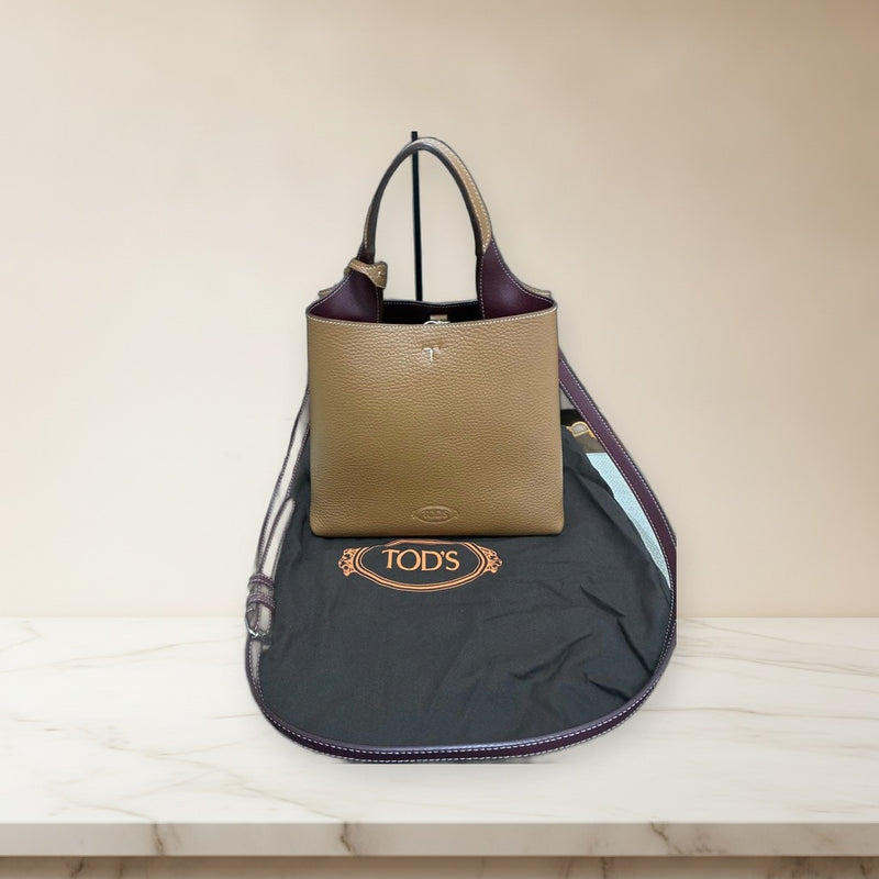 Tods Mini Handbag Shoulder Bag Crossbody Brown Leather