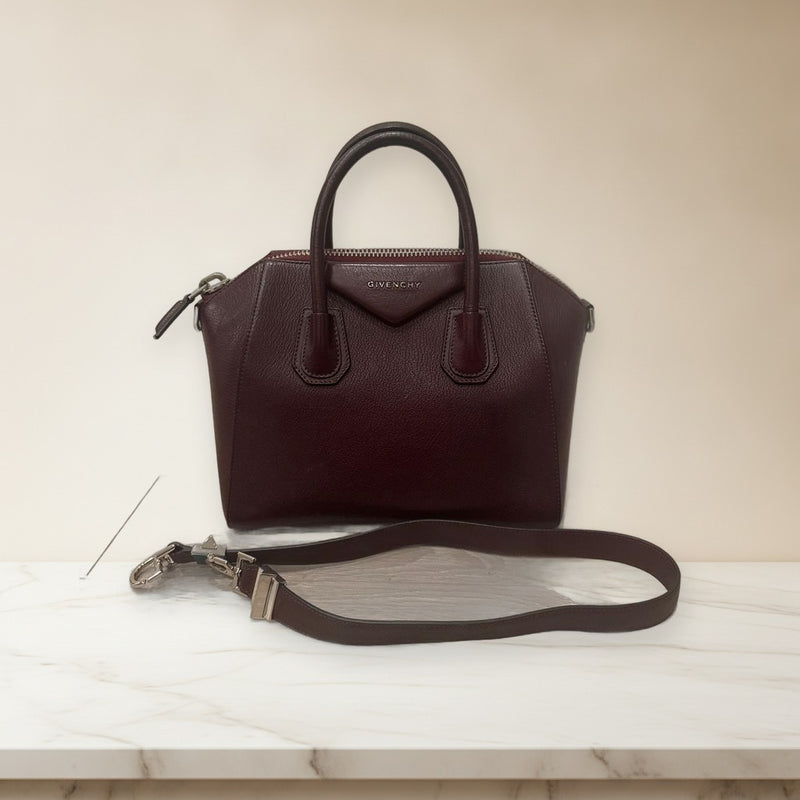 Givenchy Antigona Handbag Shoulder Bag Burgundy Leather