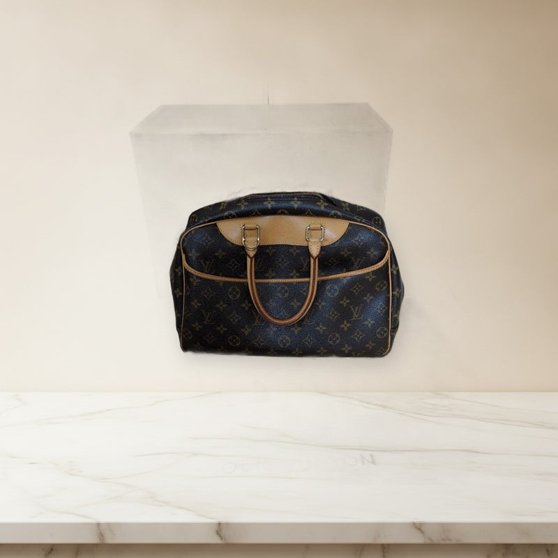 Louis Vuitton Monogram Deauville Handbag Tote Bag Canvas Brown